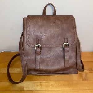 Marleylilly Brown Faux Leather Backpack